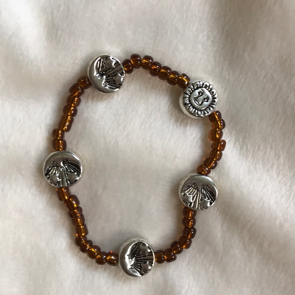 Bronze and silver elastic bracelet